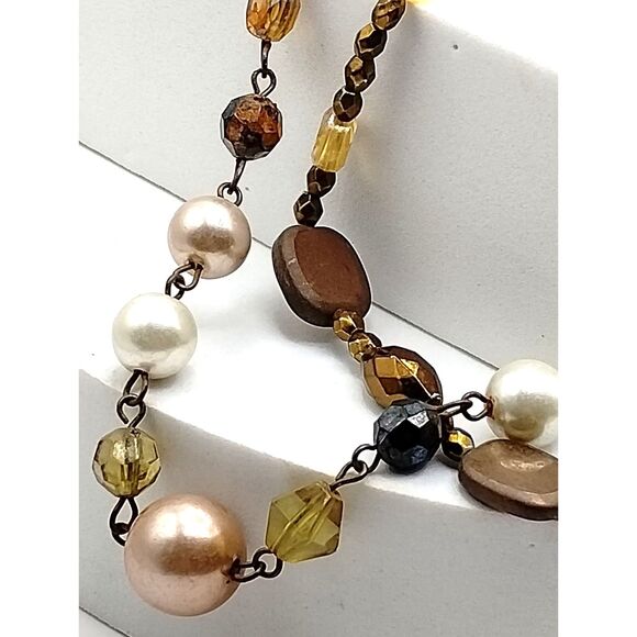 Necklace of 2 Strands of Multi Colored Beads in Fall Colors for Holidays - Picture 5 of 6